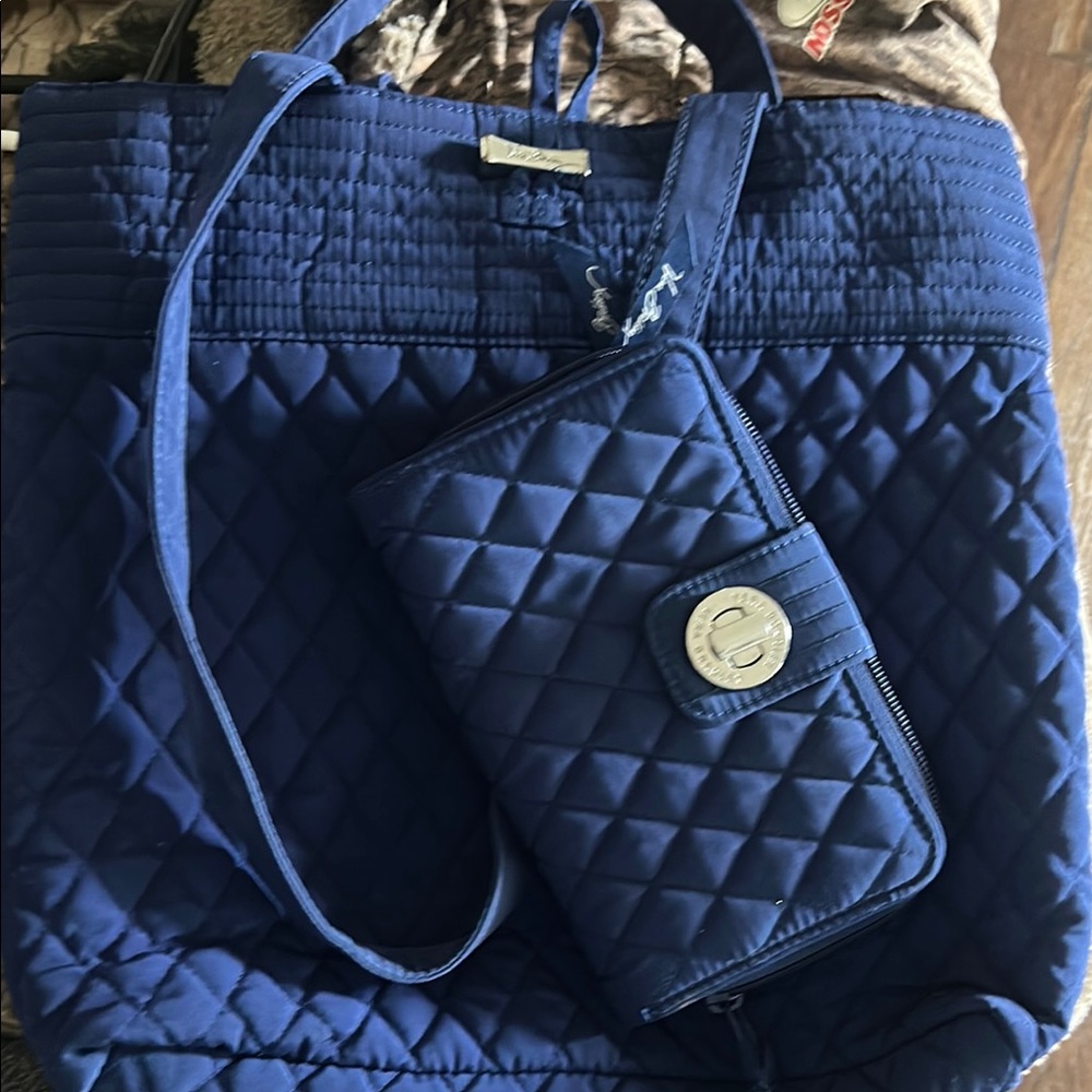 Vera Bradley Blue Quilted Shoulder Bag and wallet navy blue